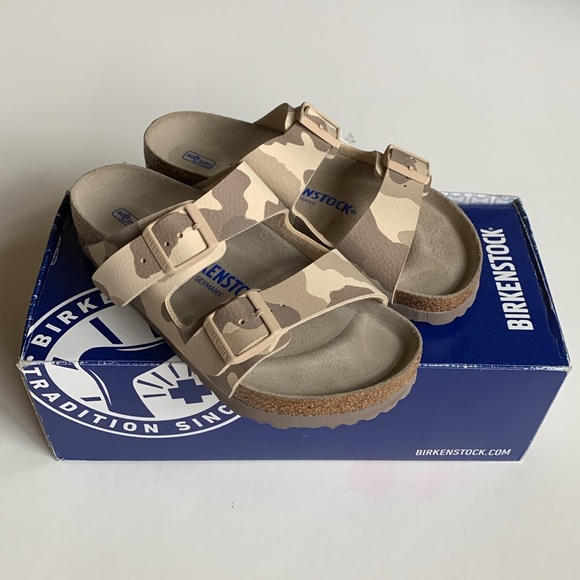 NIB BIRKENSTOCK Arizona Desert Soil Grey Taupe 2 Strap Sandal Size 35 Birko Flor - Picture 5 of 10